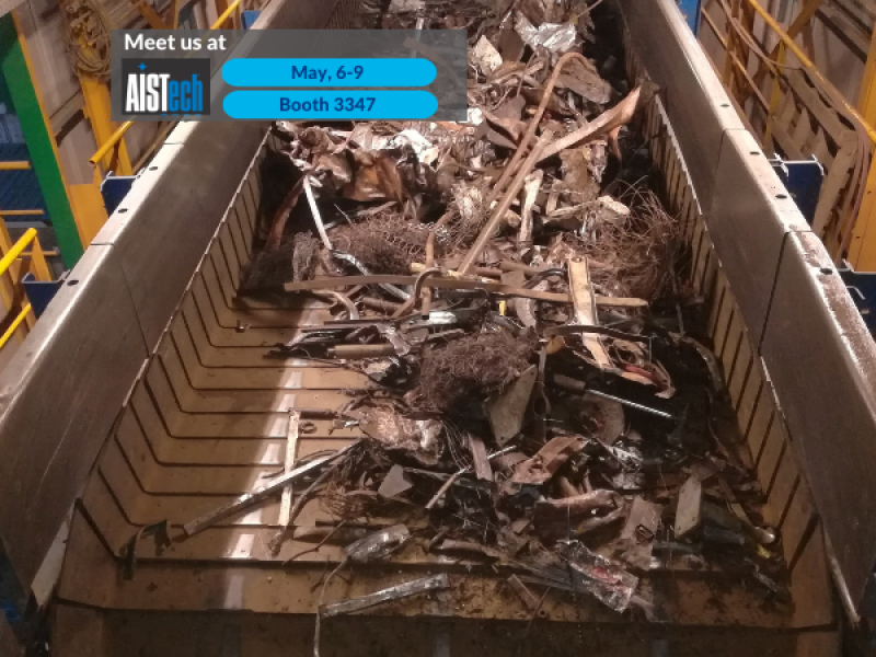 Heavy-duty steel belt conveyors for scrap transportation